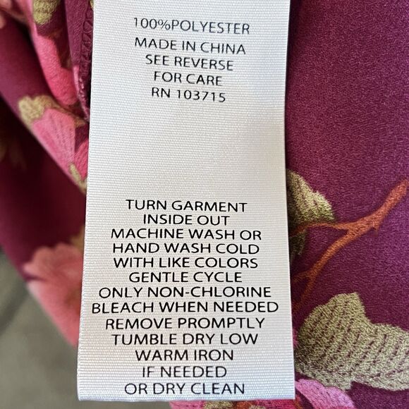 Nanette Nanette Lepore Floral Button Down Top Sz M Maroon And Pink Long Sleeves - Picture 9 of 9